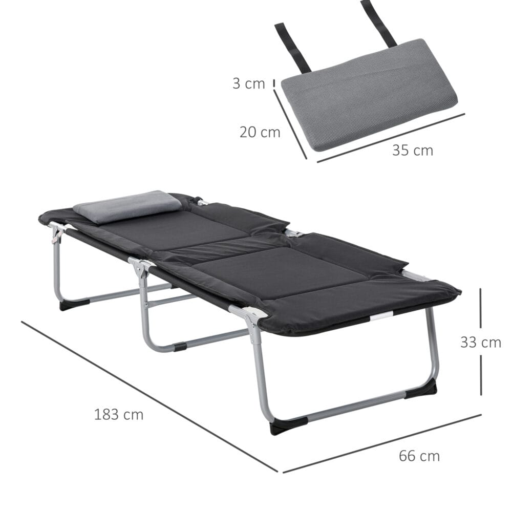 Feldbett Campingliege Klappbett inkl. Kissen 183x66x33cm