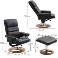 Fernsehsessel Relaxsessel 360° drehbar Schwarz