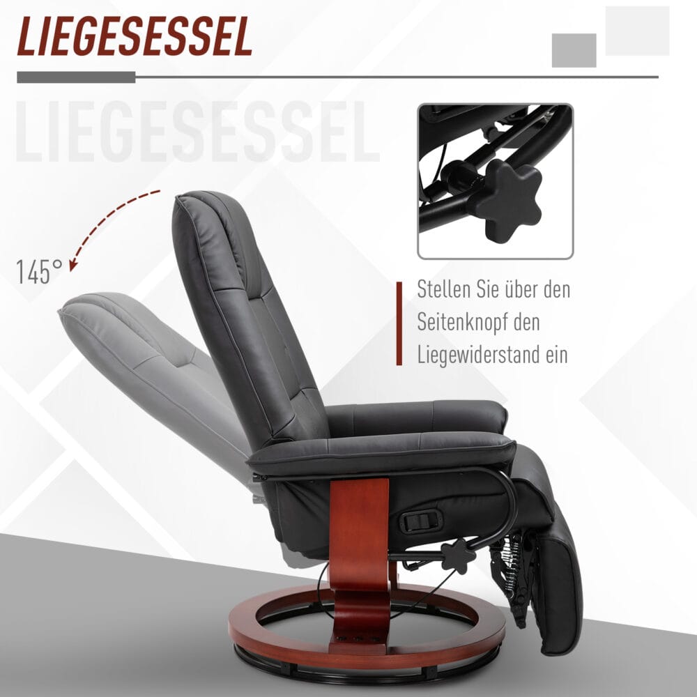 Fernsehsessel Relaxsessel 360° drehbar Schwarz