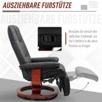 Fernsehsessel Relaxsessel 360° drehbar Schwarz