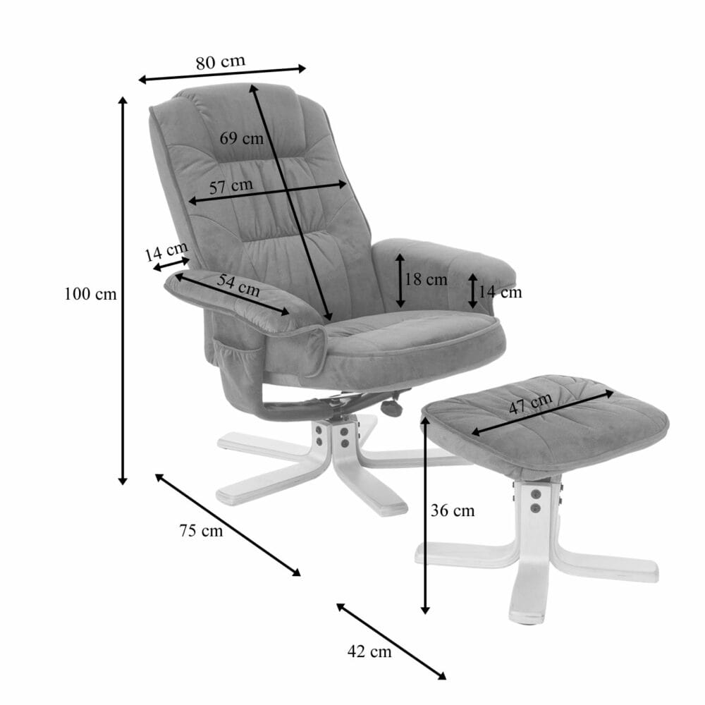 Fernsehsessel Relaxsessel mit Hocker Wildlederimitat Textil