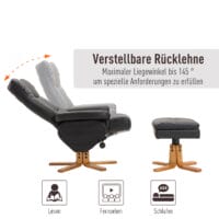 Fernsehsessel Relaxsessel verstellbar mit Hocker schwarz