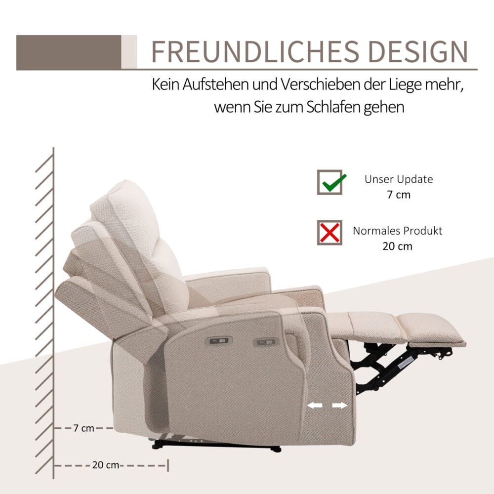 Fernsehsessel Relaxsessel verstellbare Rückenlehne mit Fussstütze