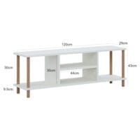 Fernsehtisch Ærøskøbing mit 2 Ablagefächern 43x120x29cm Weiss