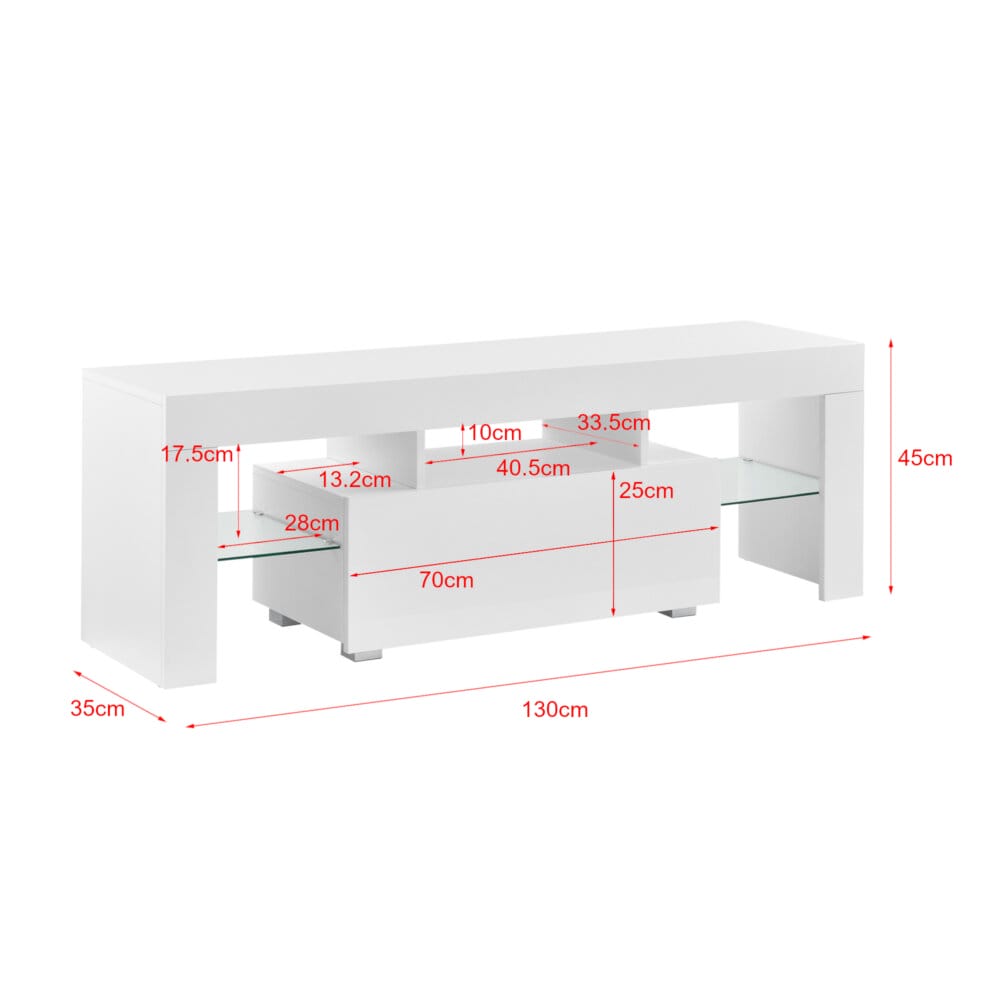 LED Fernsehtisch Grimsey 130x40x38 cm mit Schublade