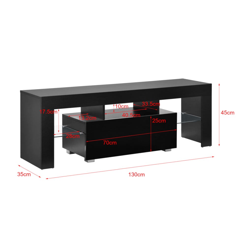 LED Fernsehtisch Grimsey 130x40x38 cm mit Schublade