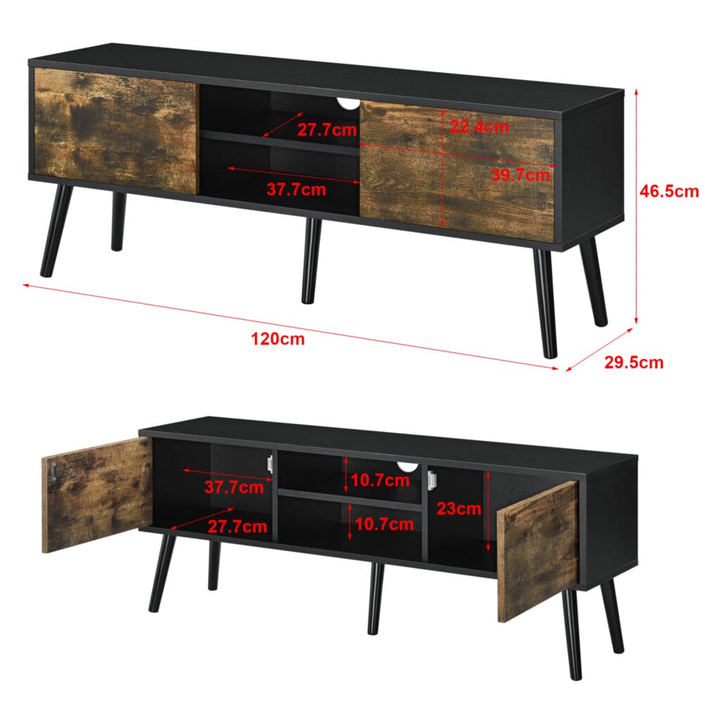 Fernsehtisch Eskilstuna 120 x 29.5 x 46.5 cm mit 2 Schranktüren