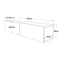 Fernsehtisch Lapinlahti 140x31.5x29.5cm Eiche rustikal/Weiss