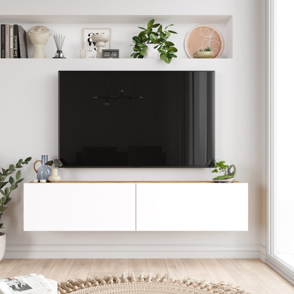 Fernsehtisch Lapinlahti 140x31.5x29.5cm Eiche rustikal/Weiss