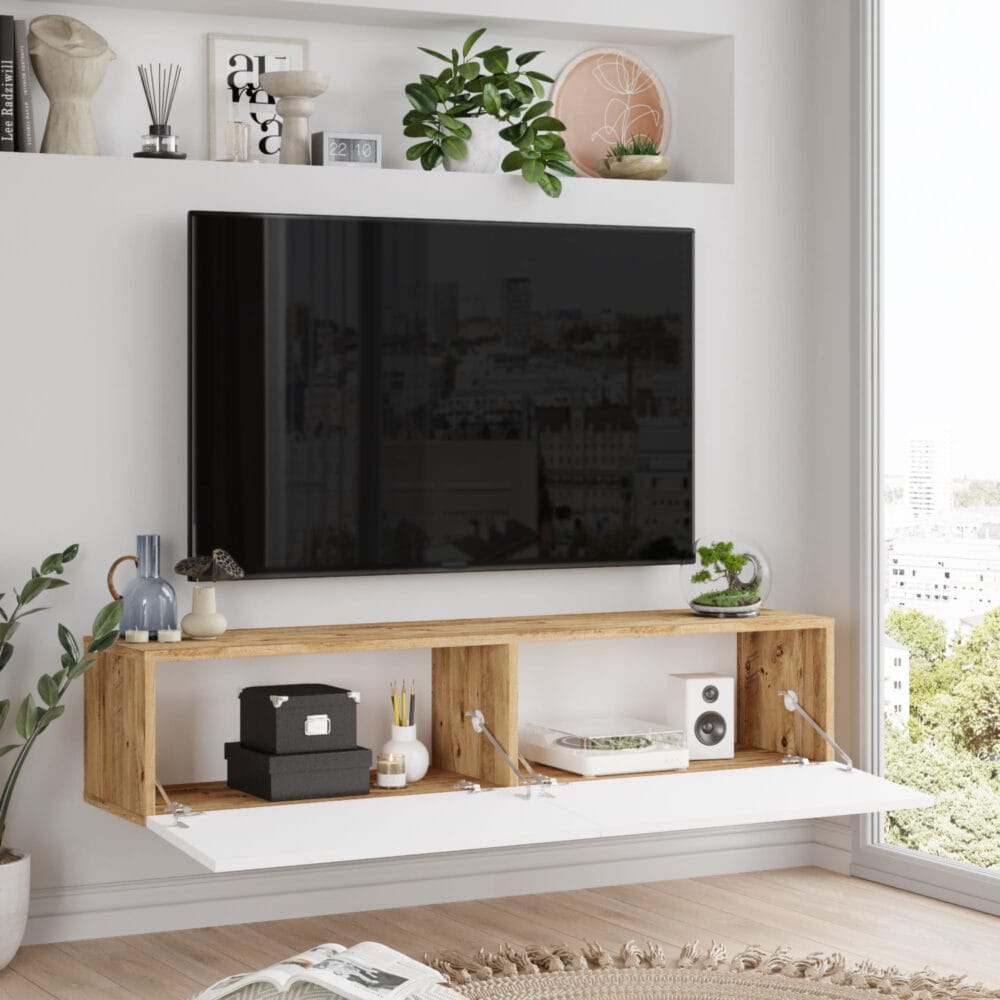 Fernsehtisch Lapinlahti 140x31.5x29.5cm Eiche rustikal/Weiss
