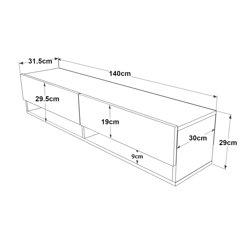 Fernsehtisch Laitila 140x31.5x29.5cm Eiche rustikal/Anthrazit