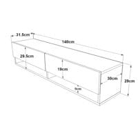 Fernsehtisch Laitila 140x31.5x29.5cm Eiche rustikal/Anthrazit