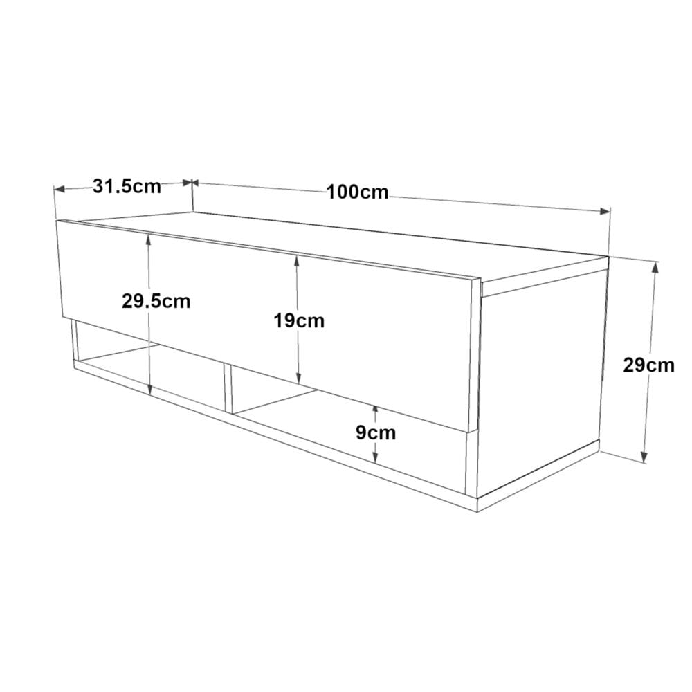 Fernsehtisch Laitila 100x31.5x29.5cm Eiche rustikal/Weiss