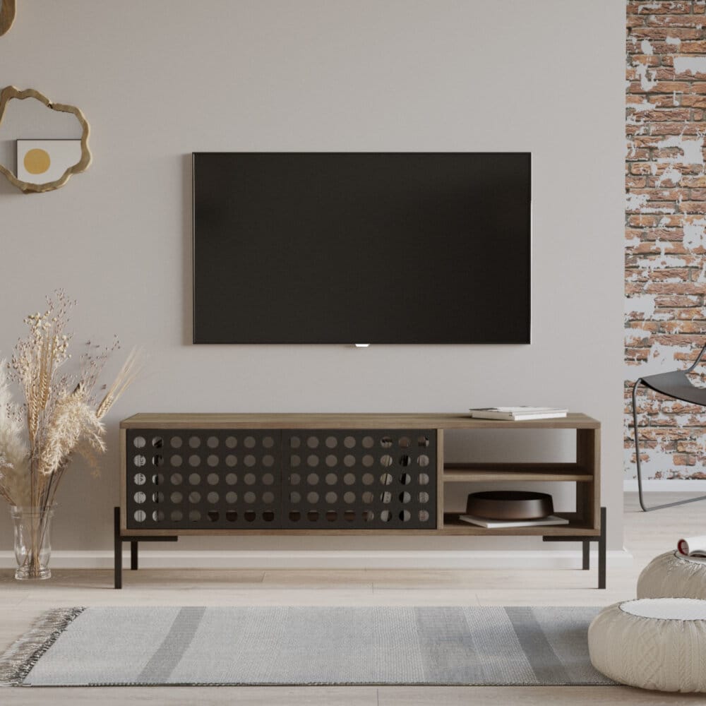 Fernsehtisch Lemi 144 x 40 x 49 cm Eiche grau
