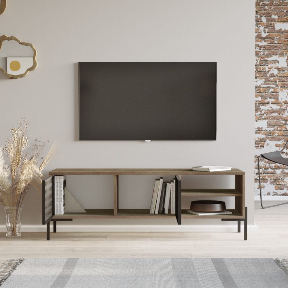 Fernsehtisch Lemi 144 x 40 x 49 cm Eiche grau