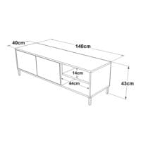 Fernsehtisch Loppi mit 2 Ablagefächern 140 x 40 x 43 cm Eiche