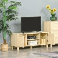 Fernsehtisch TV Lowboard Rattan-Design 115x40x48cm Natur