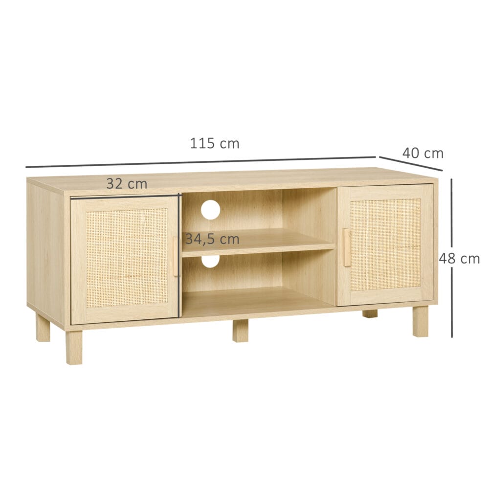 Fernsehtisch TV Lowboard Rattan-Design 115x40x48cm Natur