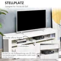 Fernsehtisch mit LED-Lichtleiste Farbwechsel 160x35x50cm weiss