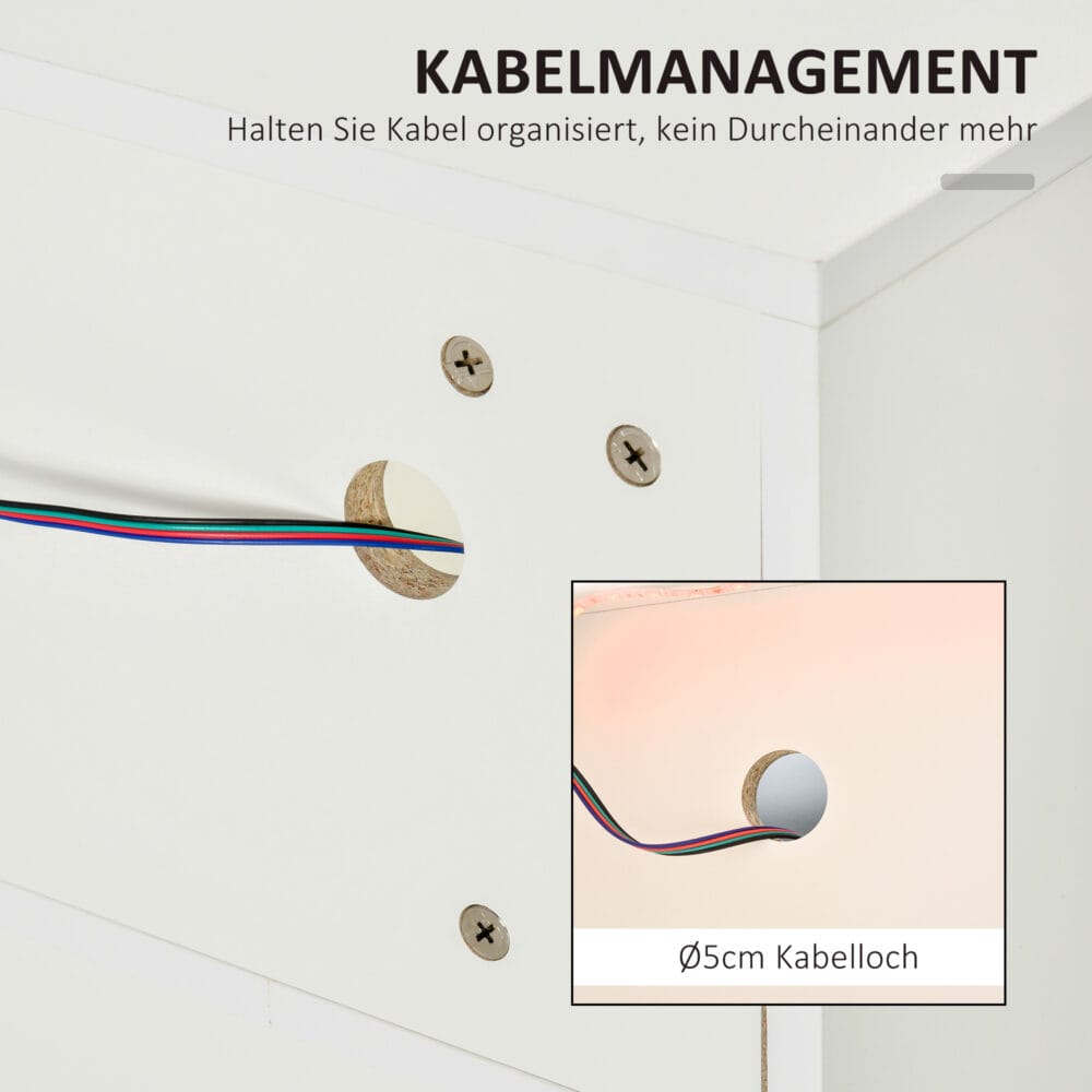 Fernsehtisch mit LED-Lichtleiste Farbwechsel 160x35x50cm weiss