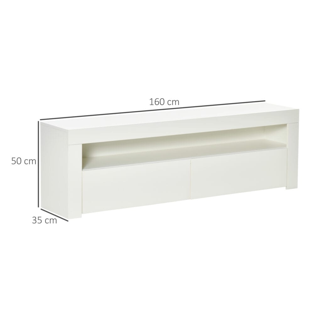 Fernsehtisch mit LED-Lichtleiste Farbwechsel 160x35x50cm weiss