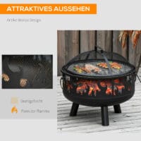 Feuerschale Feuerkorb mit Grill und Funkenschutz Ø 61.50cm