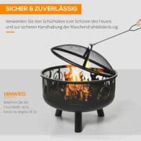Feuerschale Feuerkorb mit Grill und Funkenschutz Ø 61.50cm