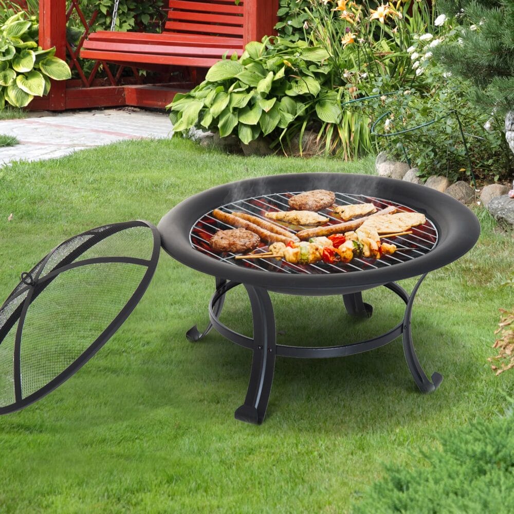Feuerschale Feuerkorb mit Grill und Funkenschutz Ø 74cm