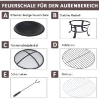 Feuerschale Feuerkorb mit Grill und Funkenschutz Ø 74cm