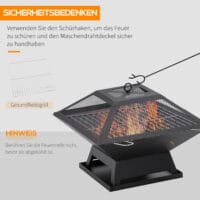 Feuerschale mit Grill und Funkenschutz 45x45cm