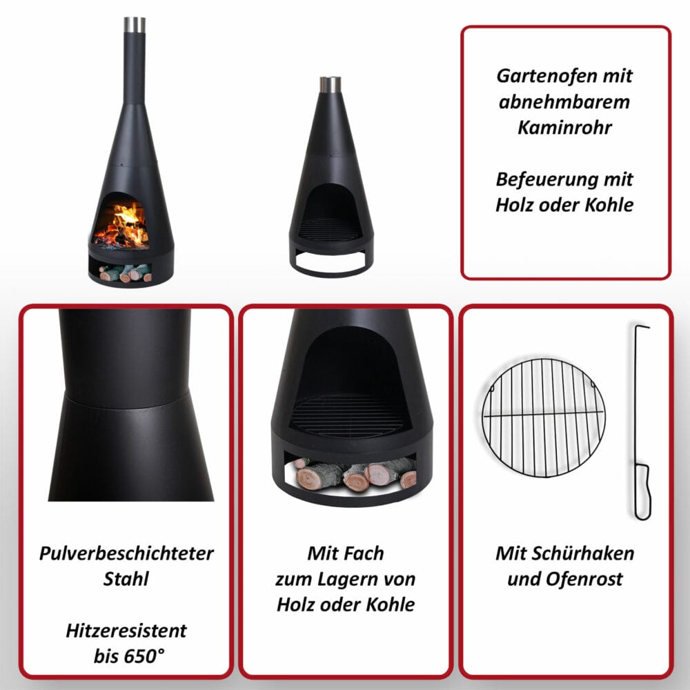 Feuerstelle Terrassenkamin JAM-K90 Terrassenofen 160x55cm