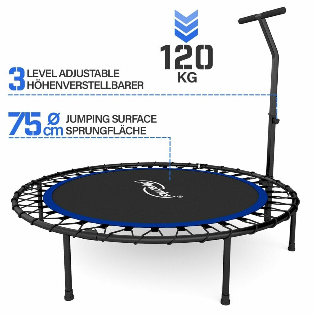Fitness Trampolin Ø 101 cm Faltbar mit Haltegriff