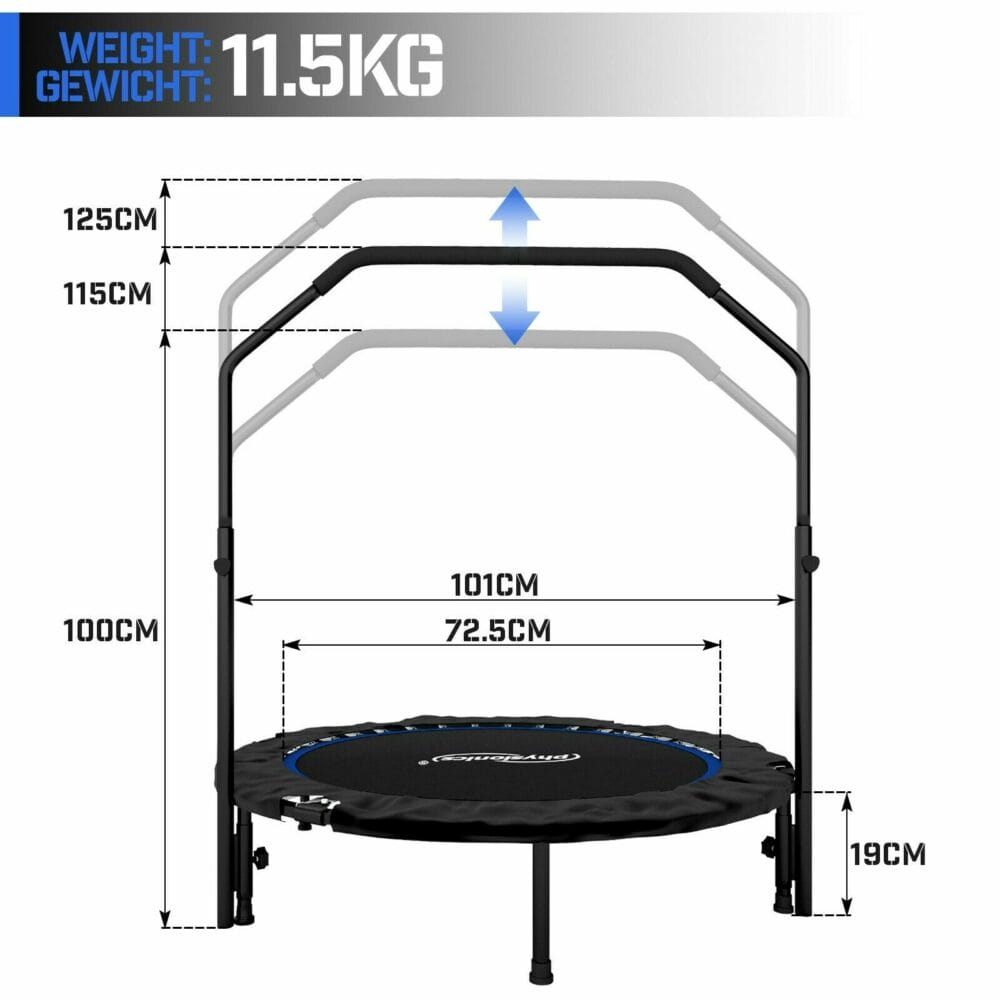 Fitness Trampolin Ø 101 cm Faltbar mit Haltegriff