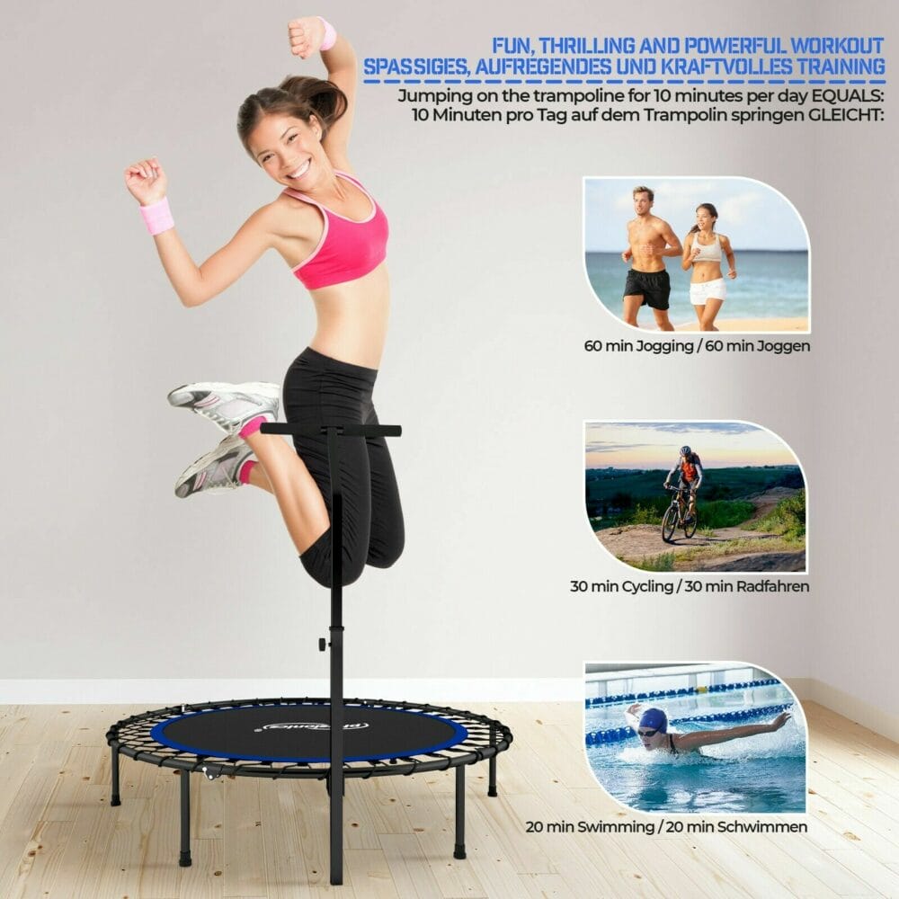 Fitness Trampolin Ø 101 cm Faltbar mit Haltegriff