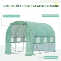 Foliengewächshaus 2.95x2x2m Tunnel-Folienzelt 6 Fenster