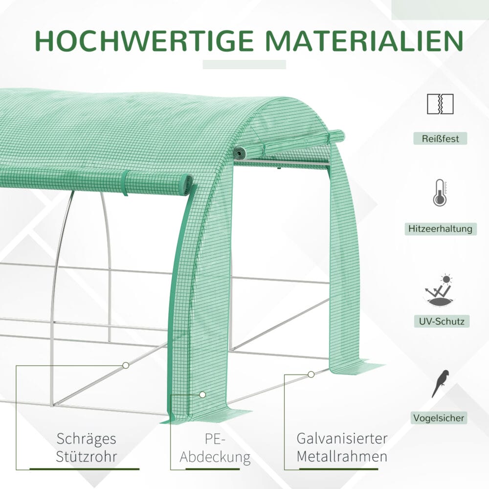 Foliengewächshaus 6x3x2m begehbares Gewächshaus