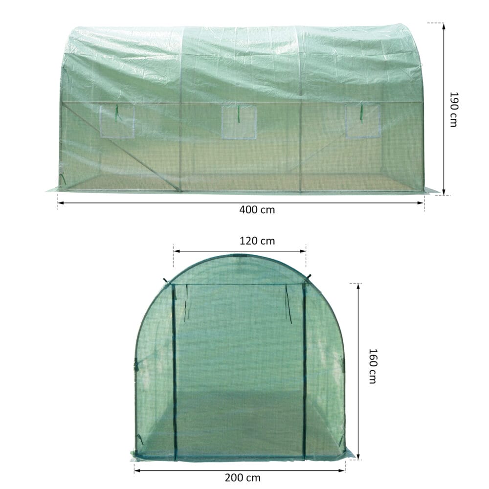 Foliengewächshaus Gewächshaus Folientunnel 400x200x190cm