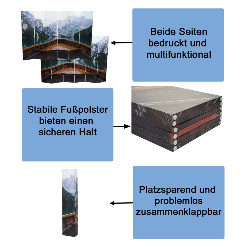 Foto-Paravent Raumteiler Trennwand FSC-zertifiziert 180x244cm Boot