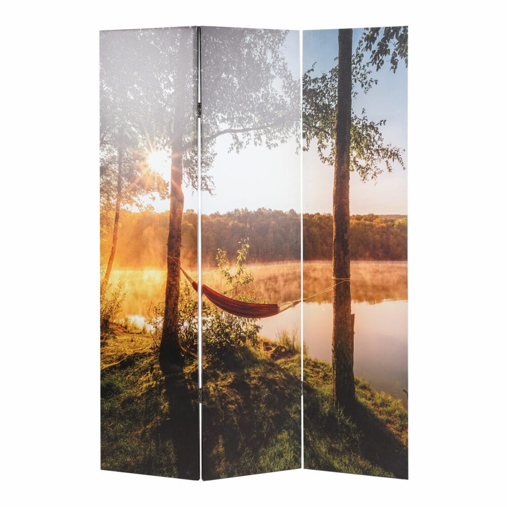 Foto-Paravent mit Schallschutz 180x122cm Waldsee