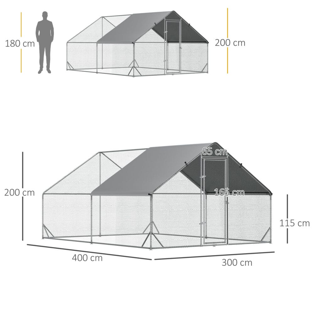 Freilaufgehege mit Schatten Dach 3x4x2 m