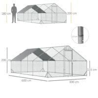 Freilaufgehege mit Schatten Dach 3x6x2 m