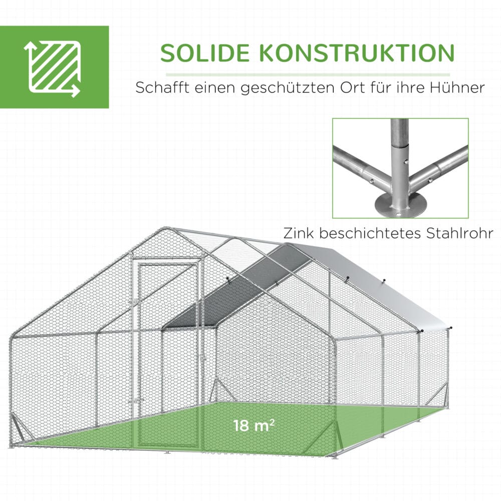 Freilaufgehege mit Schatten Dach 3x6x2 m