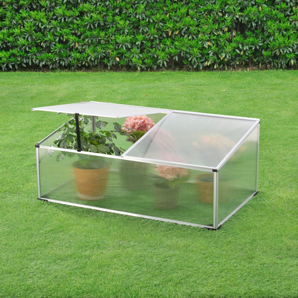 Frühbeet Hoorn mit Zweigeteiltem Dach 100x60x40 cm Aluminium Polycarbonat