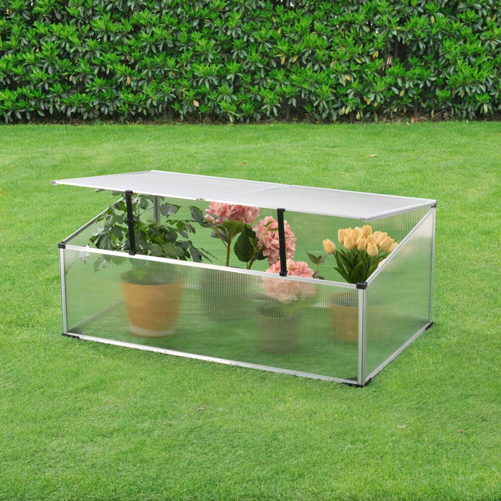 Frühbeet Hoorn mit Zweigeteiltem Dach 100x60x40 cm Aluminium Polycarbonat