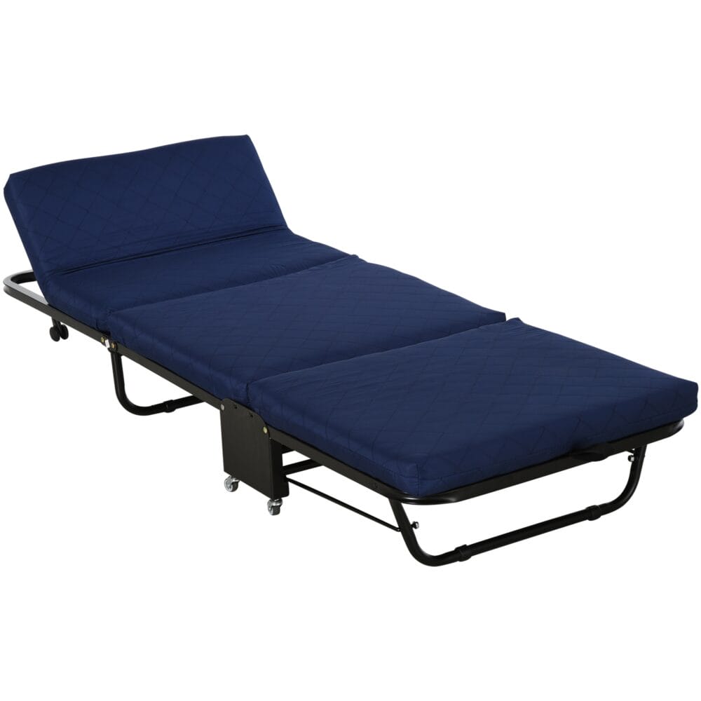 Gästebett klappbar 2-in-1 Klappbett mit Rollen Blau 184x65x26cm