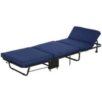 Gästebett klappbar 2-in-1 Klappbett mit Rollen Blau 184x65x26cm