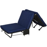 Gästebett klappbar 2-in-1 Klappbett mit Rollen Blau 184x65x26cm