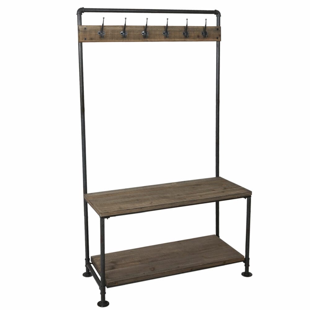 Garderobe HWC Echtholz 170x98x40cm