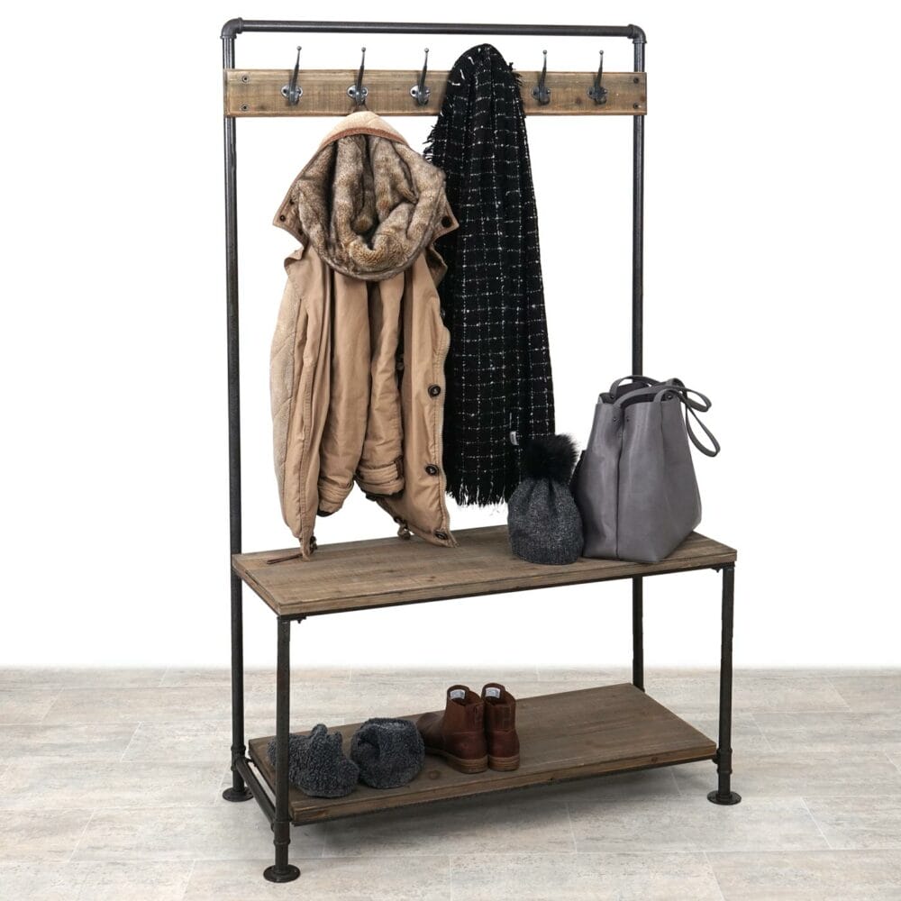 Garderobe HWC Echtholz 170x98x40cm
