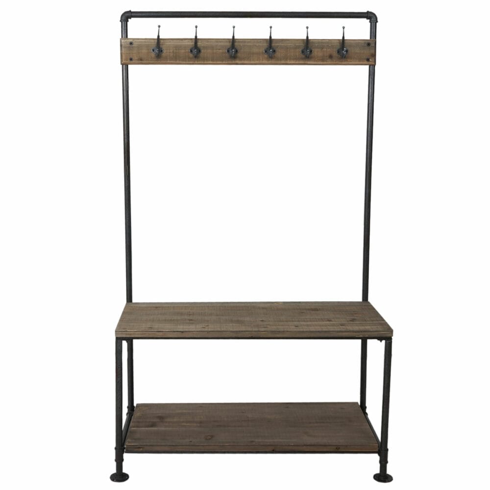 Garderobe HWC Echtholz 170x98x40cm